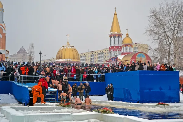 Epiphany (kreshchenya) ochtend in kiev, Oekraïne. — Stockfoto