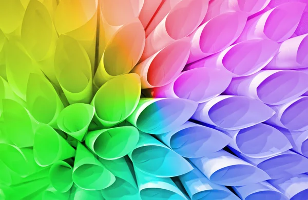 Pila de cono de papel, diversidad de tubos de arco iris —  Fotos de Stock