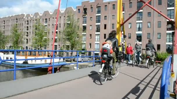 Bikers in Amsterdam, circa 2013, — Stock Video
