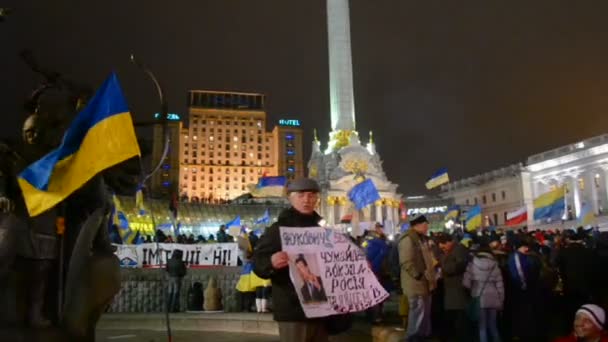 Riunione (Euromaidan) dedicata all'integrazione dell'Ucraina nell'Unione europea . — Video Stock