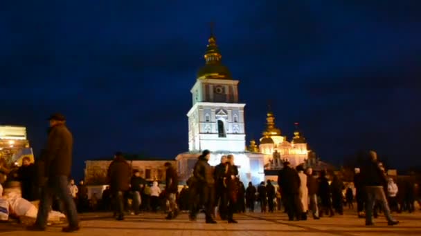 Euro maidan meeting in Kiev, Ukraine. — Stock Video