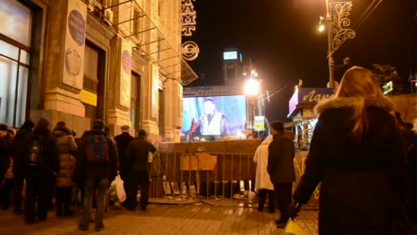 Euro maidan meeting in Kiev, Ukraine. — Stock Video