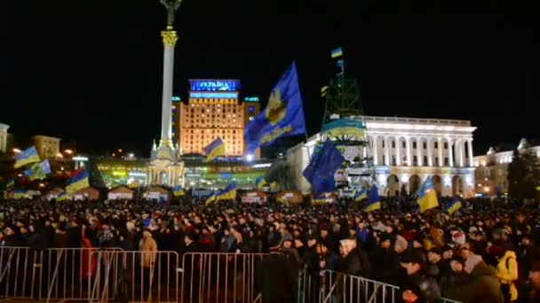 Euro-Maidan-Treffen in Kiew, Ukraine. — Stockvideo