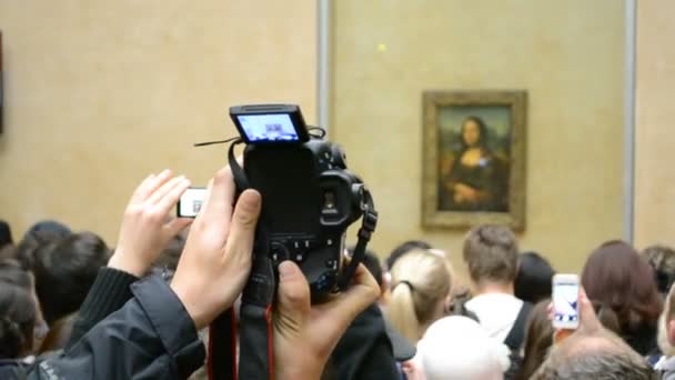 Leonardo davinci, Louvre Müzesi, Paris, Fransa tarafından gioconda (Mona Lisa, jaconde). — Stok video
