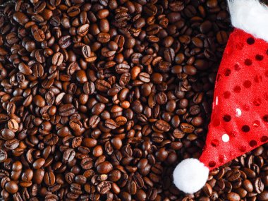 Noel Baba şapkası kırmızı. Tahıllı kahve.