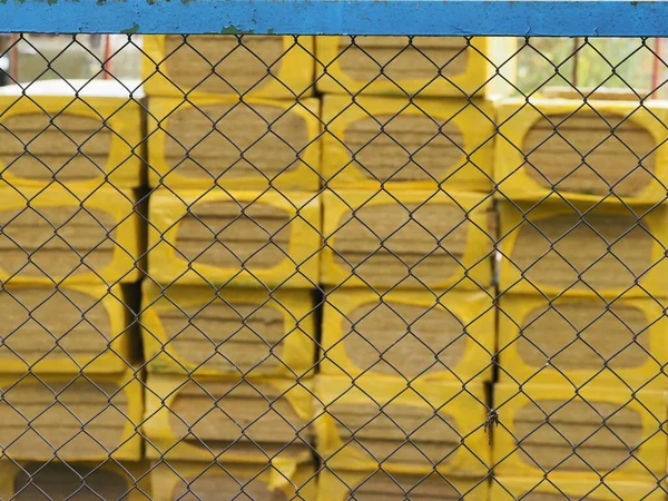 Thermal Insulation Building Wall Mineral Thermal Insulation Metal Scaffolding — Stock Photo, Image