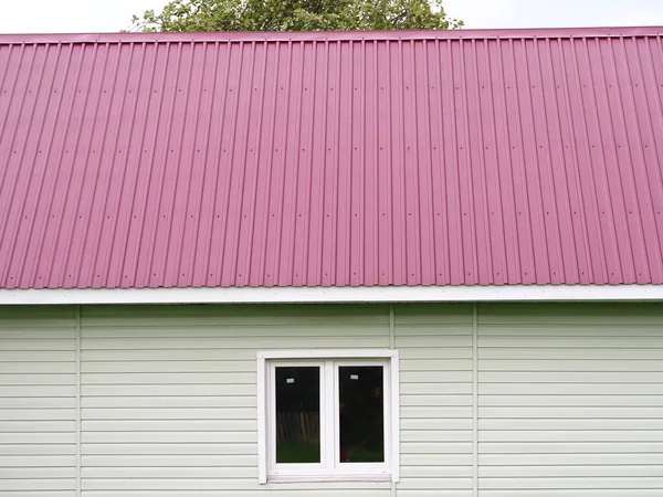 Bauwand Eines Neuen Hauses Einem Dorf Moderne Konstruktion Fenster Und — Stockfoto