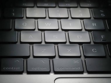 Belarus,Minsk,2022.macbook pro 16 close up new laptop keyboard close up