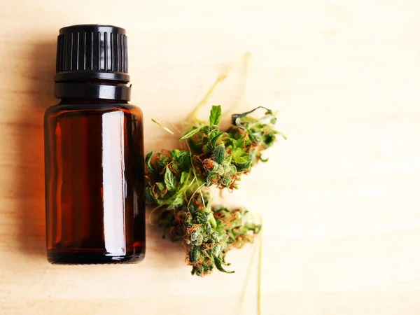 Marihuana Medicinal Marihuana Marihuana Cerca Botella Aceite — Foto de Stock