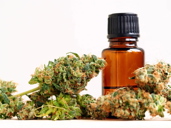 Marihuana Medicinal Marihuana Marihuana Cerca Botella Aceite — Foto de Stock