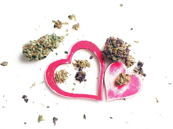 Cannabis Medicinal Símbolo Coração Saúde Amor — Fotografia de Stock