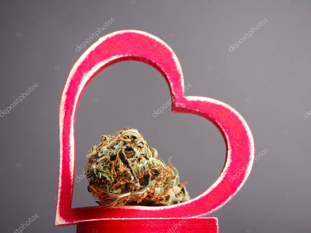 Medical cannabis heart symbol of health and love