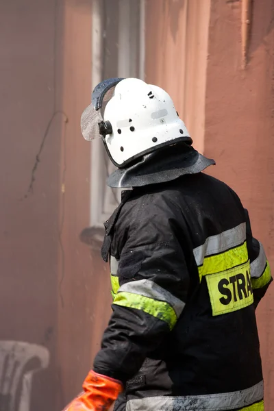 Fire in small village in Poland, rescue action — Stock Photo, Image