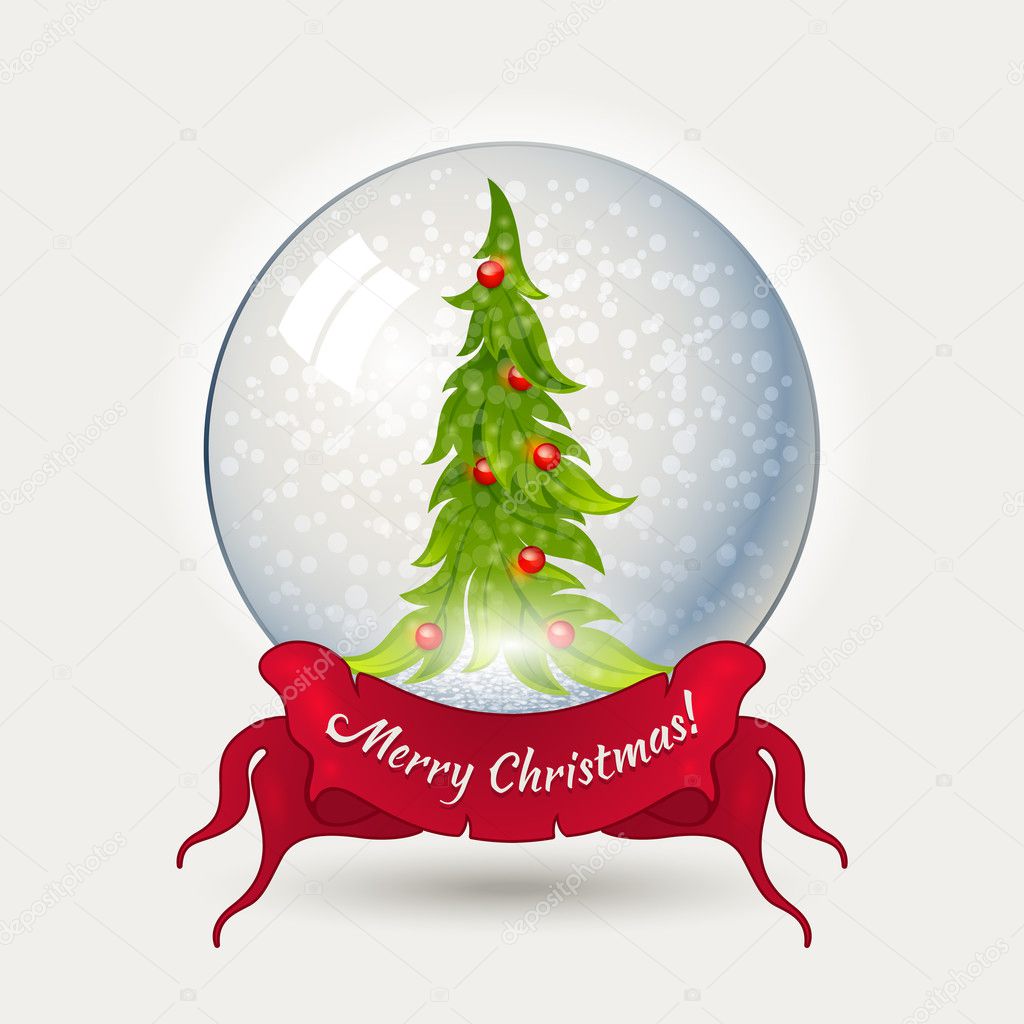 Glass ball with Christmas tree