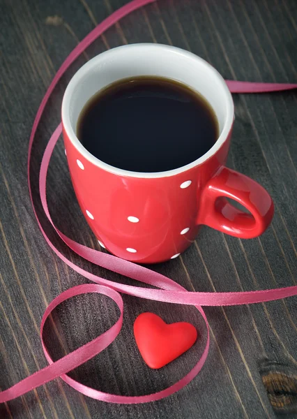 Cup of coffee and heart — Stock Photo, Image