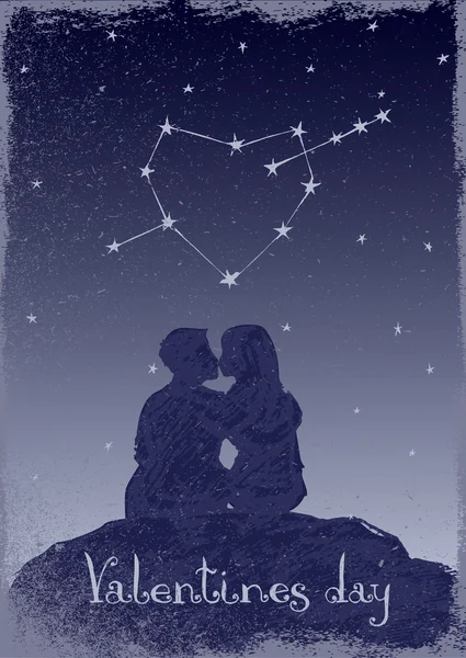 Couple in love under the stars — Stock Vector