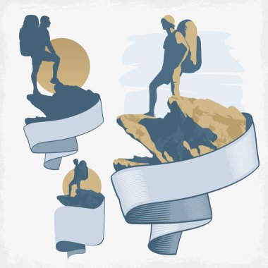 Tourist on a rock vector