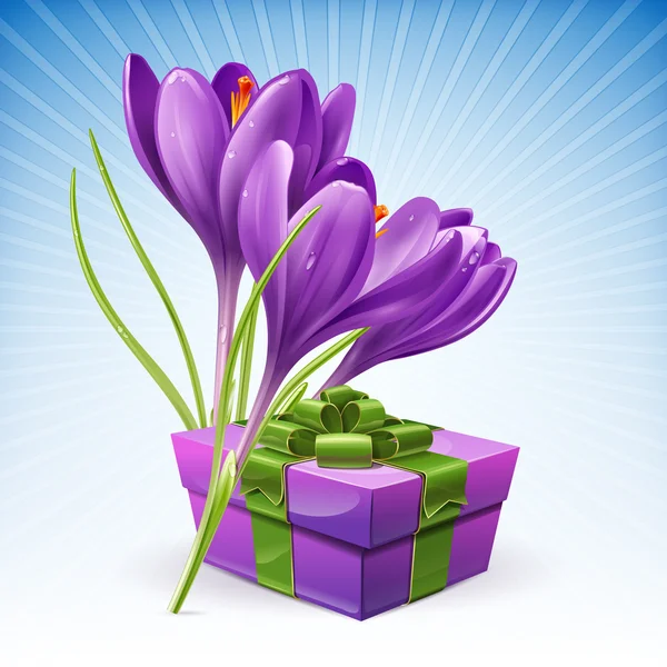 Cadeau en bloemen — Stockvector