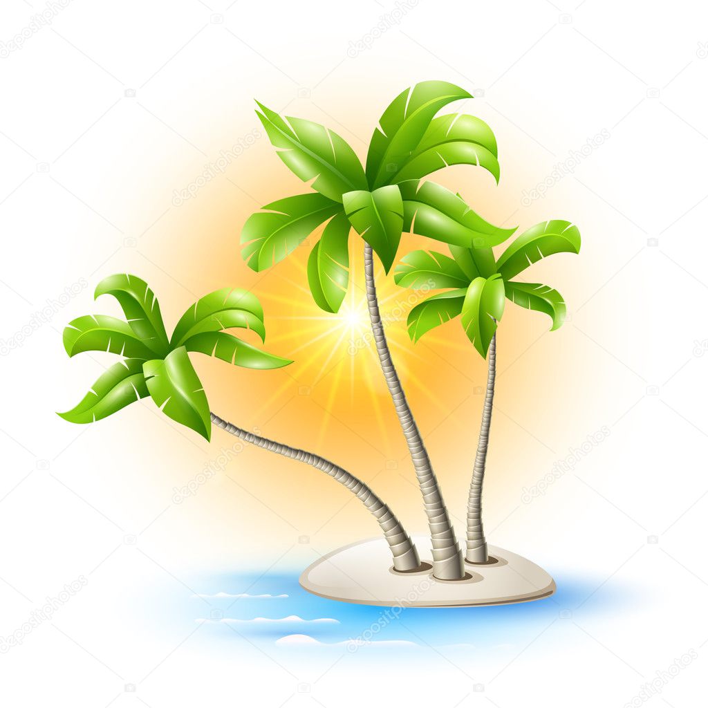 Island with palm trees