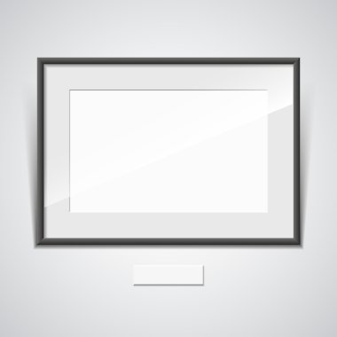 Beyaz mat beyaz duvardaki siyah çerçeve Illustration. vektör