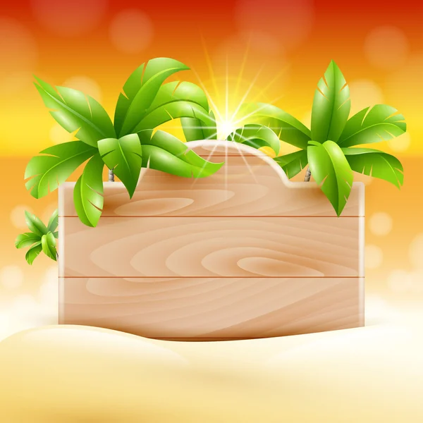Zomer ontwerp. palmen en Aanplakbord. tropische vakantie — Stockvector
