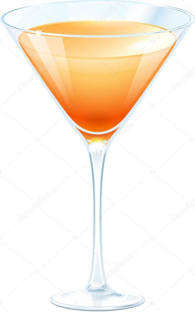 Orange cocktail in a glass for martini on a white background. Raster copy of vector file