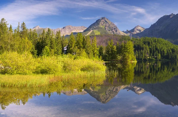 Horská krajina s jezerem — Stock fotografie