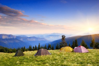 Camping in the mountains clipart