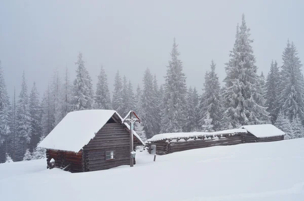 Vallée de montagne avec cabane — Photo