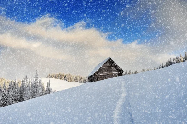 Snowfall in the mountains — Stock Photo, Image