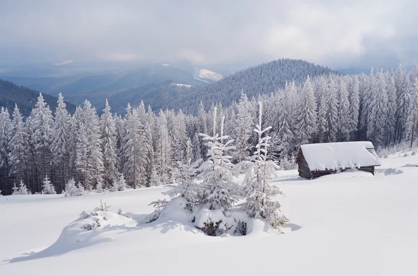 Vale da montanha no inverno — Fotografia de Stock