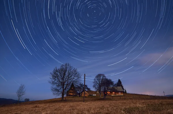 Star spår på natten — Stockfoto