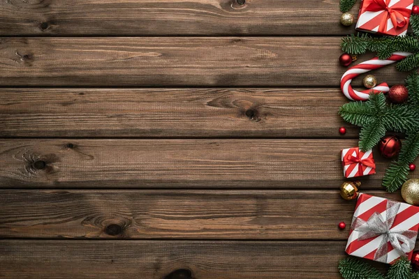 Fundo Natal Ano Novo Com Uma Borda Decorativa Feita Caixa — Fotografia de Stock