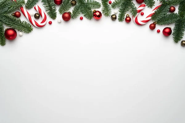 Banner Navideño Con Borde Navideño Sobre Fondo Blanco Plantilla Pancarta —  Fotos de Stock