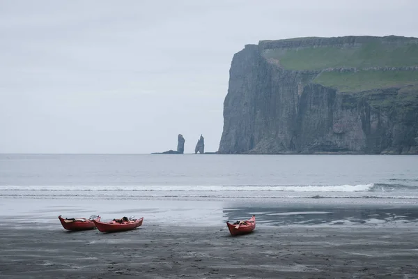 Kayaks Playa Pueblo Tjornuvik Islas Feroe — Foto de Stock