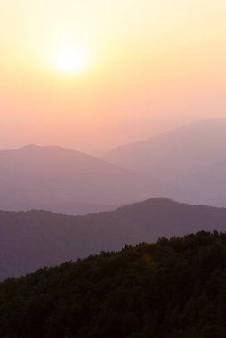 Natural background with mountain dawn and copy space