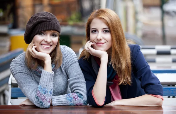 Two girlfriends in the cafe. — Stock Photo, Image