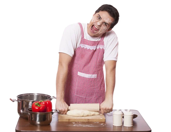 Triste homem tentar cozinhar . — Fotografia de Stock