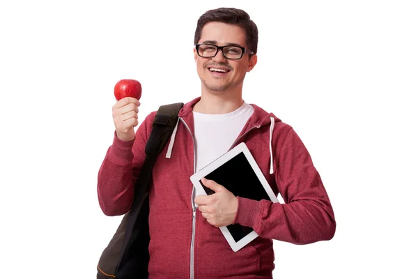 Joven con manzana roja —  Fotos de Stock