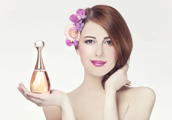 Woman with perfume — Stock Photo, Image