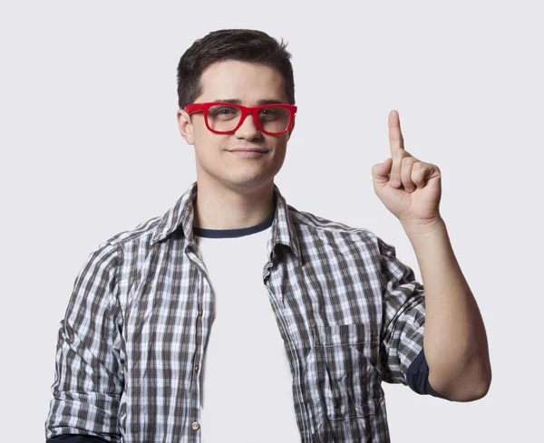 Style man in red glasses — Stock Photo, Image