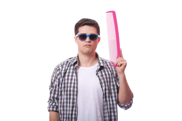 Style man with big comb — Stok fotoğraf