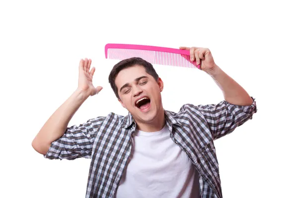 Style man with big comb — Stock Photo, Image