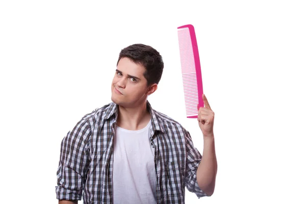 Style man with big comb — Stok fotoğraf