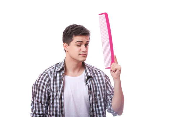 Style man with big comb — Stock Photo, Image