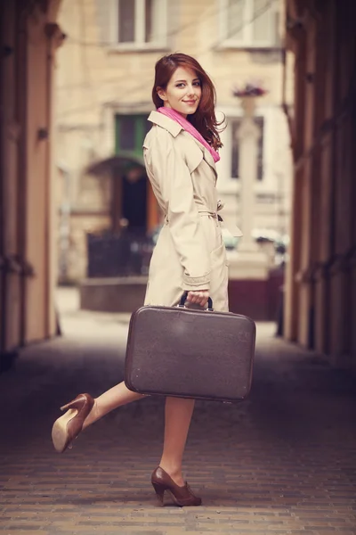 Portrait of a beautiful girl on the street. Photo in vintage st — Stock Photo, Image