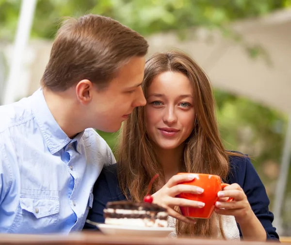 Young couple in the cafe — Stock Photo, Image