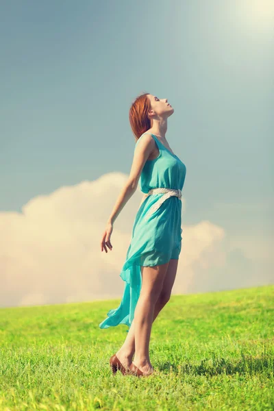 Redhead girl at outdoor — Stock Photo, Image