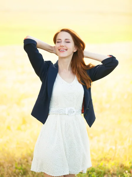 Young fashion girl at spring outdoor. — Stock Photo, Image