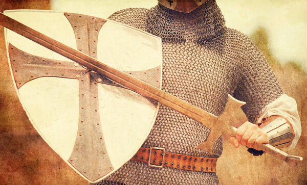 Knight. Photo in vintage color style.